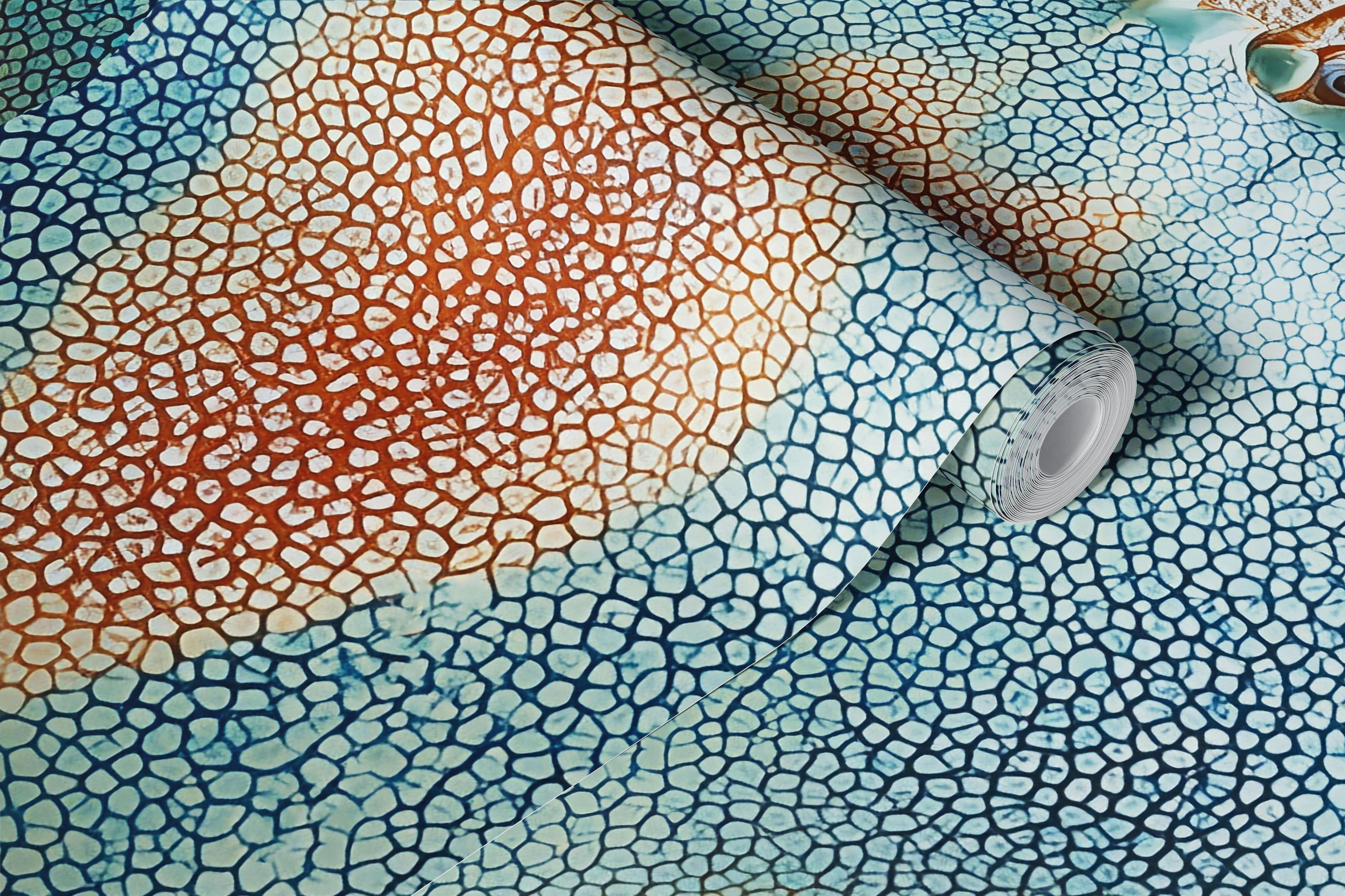 Blue crab design with textured details on light background wallpaper