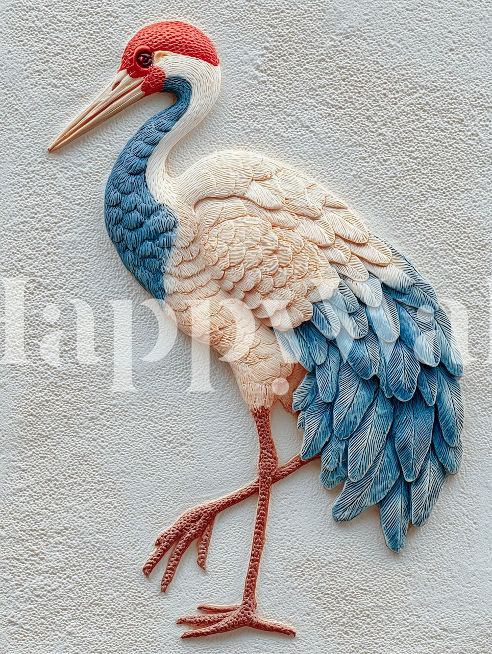 Carta da parati Elegant Crane Art mostrata in una stanza