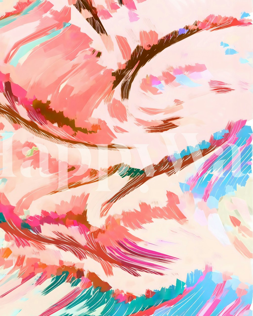 Vibrant abstrakt tapet i et rom