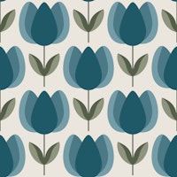 Tulip Field Dream Navy Blue tapete