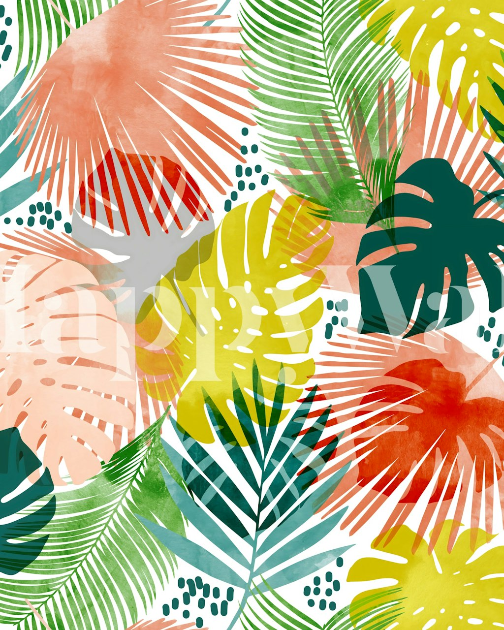 Tapeta Tropical Garden Flora vystavená v místnosti