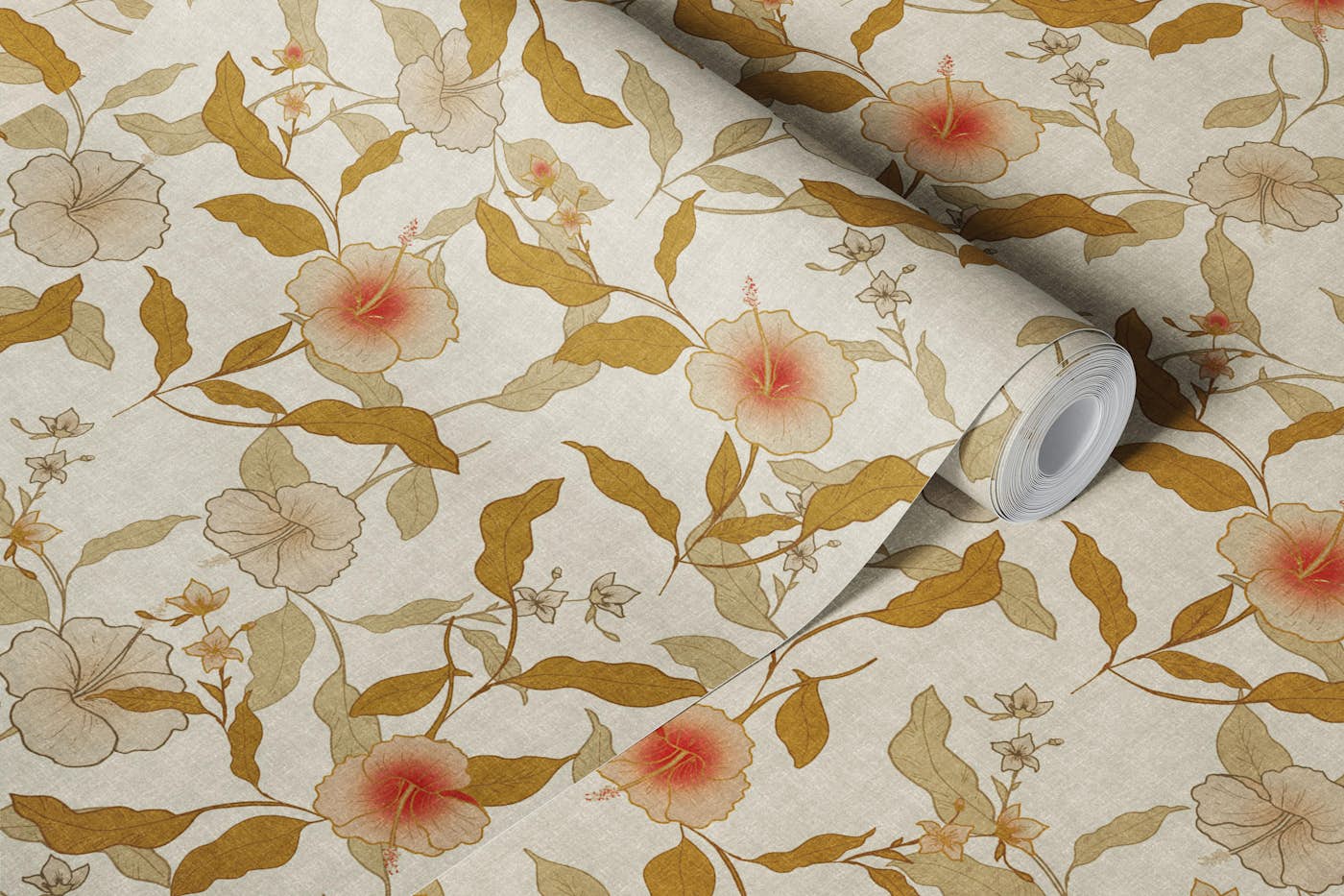 Faded Tropical Floral Timeless wallpaper roll