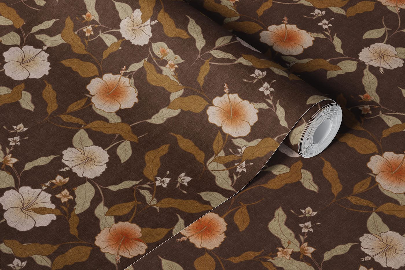 Faded Tropical Floral Warm Vintage wallpaper roll