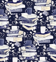 Luminous Library - midnight purple tapeta