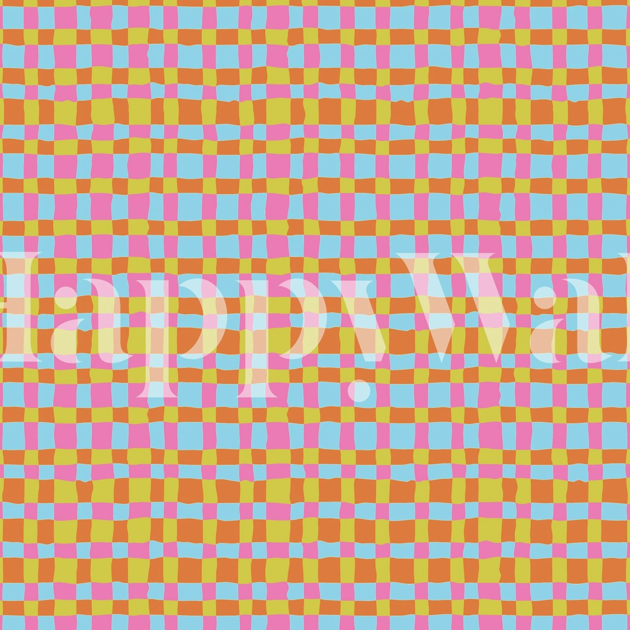 Papel de parede Pastel Grid Vibes em um ambiente de quarto