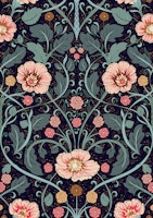 Floral Nouveau nostalgia dark blue tapete