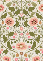 Floral Nouveau nostalgia pink and green light wallpaper