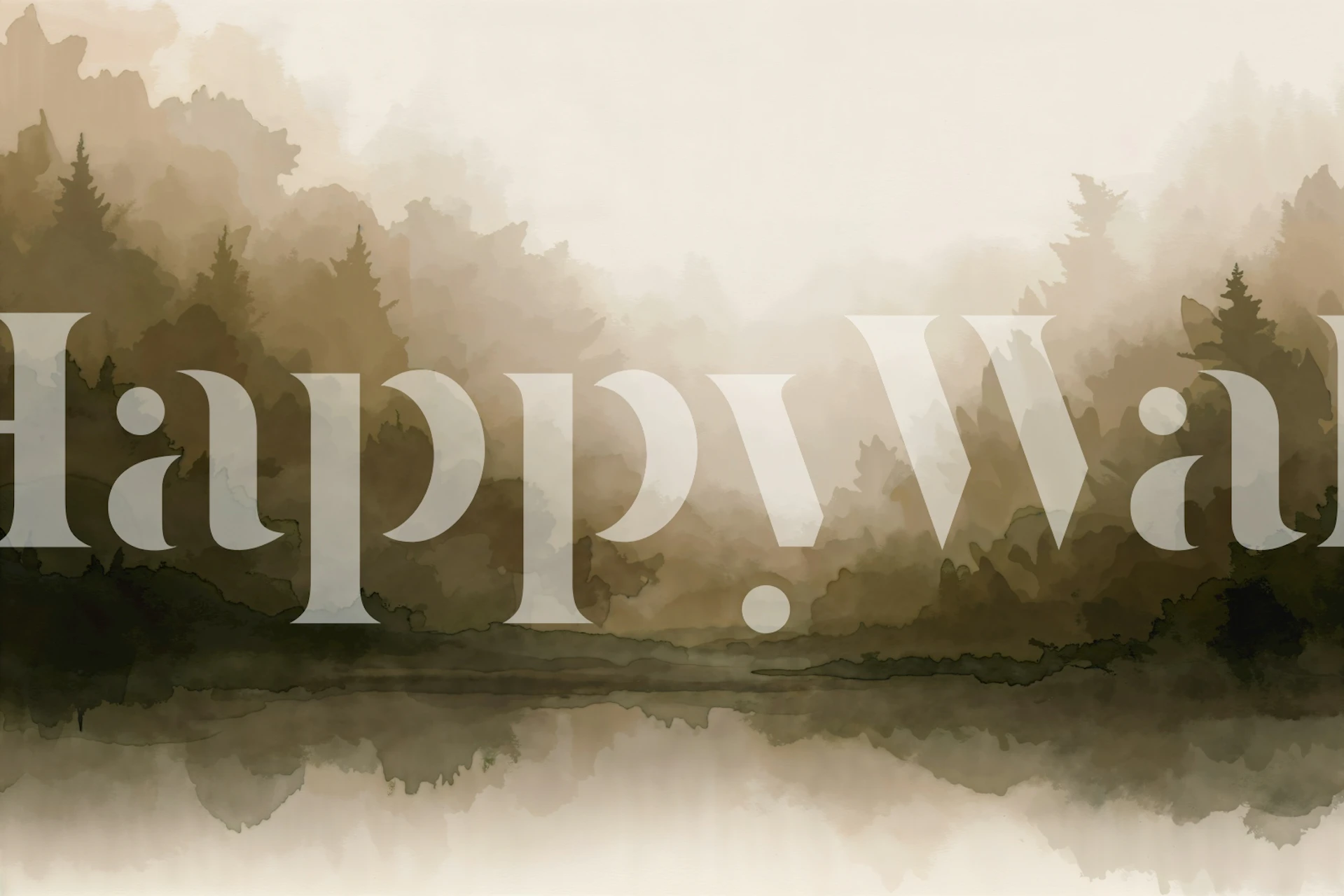 Serene misty forest wallpaper in a room