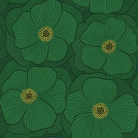 Giant Poppies - 70s Maximalist Floral - Green tapeta
