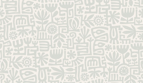 garden maze block print - light grey green