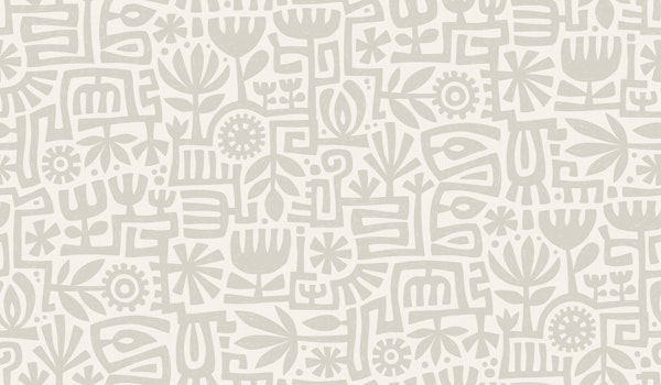 garden maze block print - light taupe grey