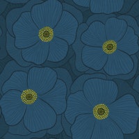 Giant Poppies - 70s Maximalist Floral - Blue tapete