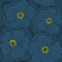 Giant Poppies - 70s Maximalist Floral - Blue ταπετσαρία