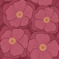 Giant Poppies - Maximalist Floral - Burgundy ταπετσαρία