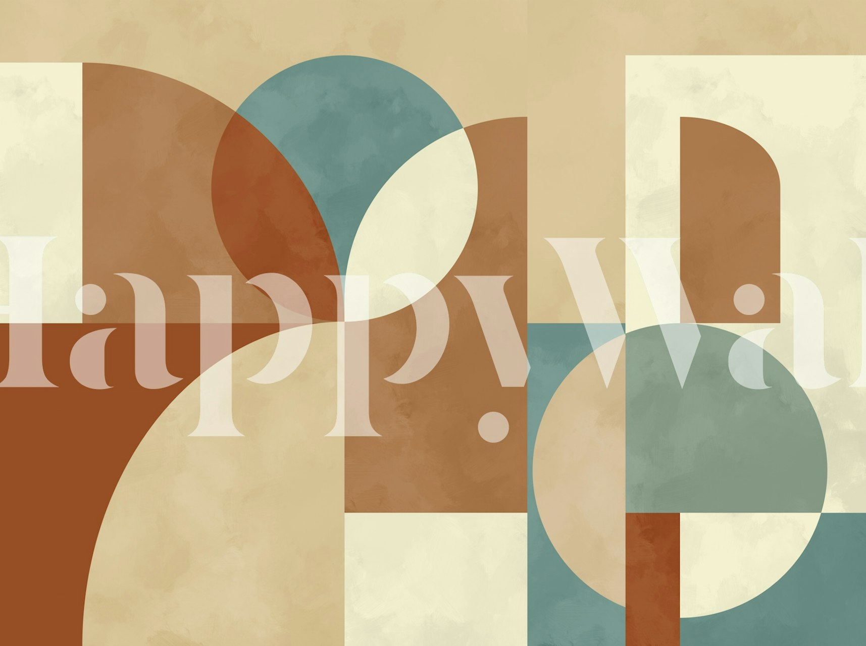 Bold Shapes Retro Style-tapetti huoneessa