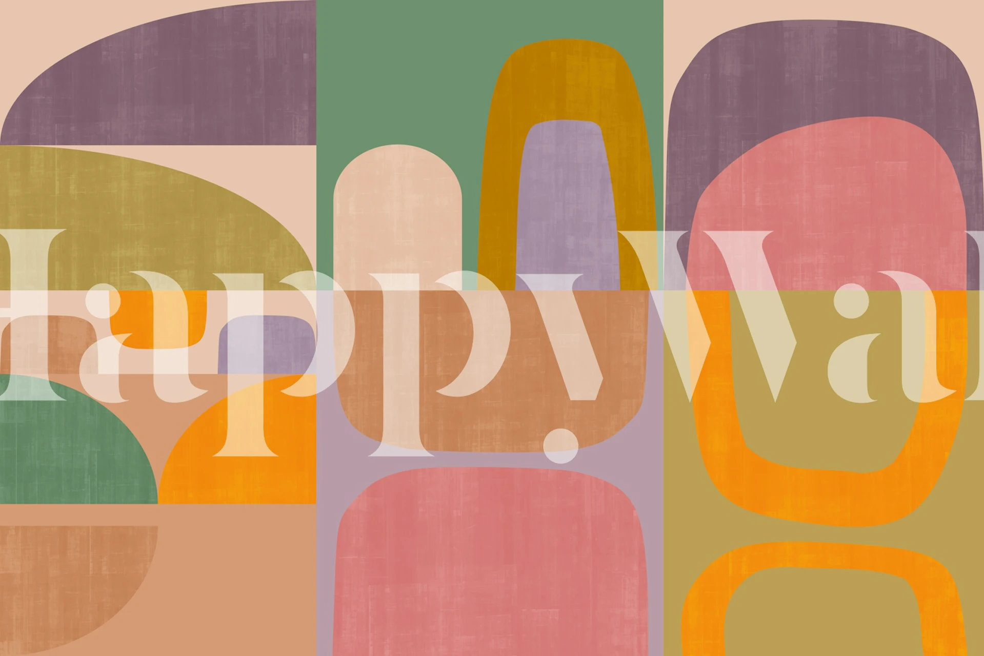 Abstract geometric shapes in pastel colors—pink, green, orange, and purple wallpaper