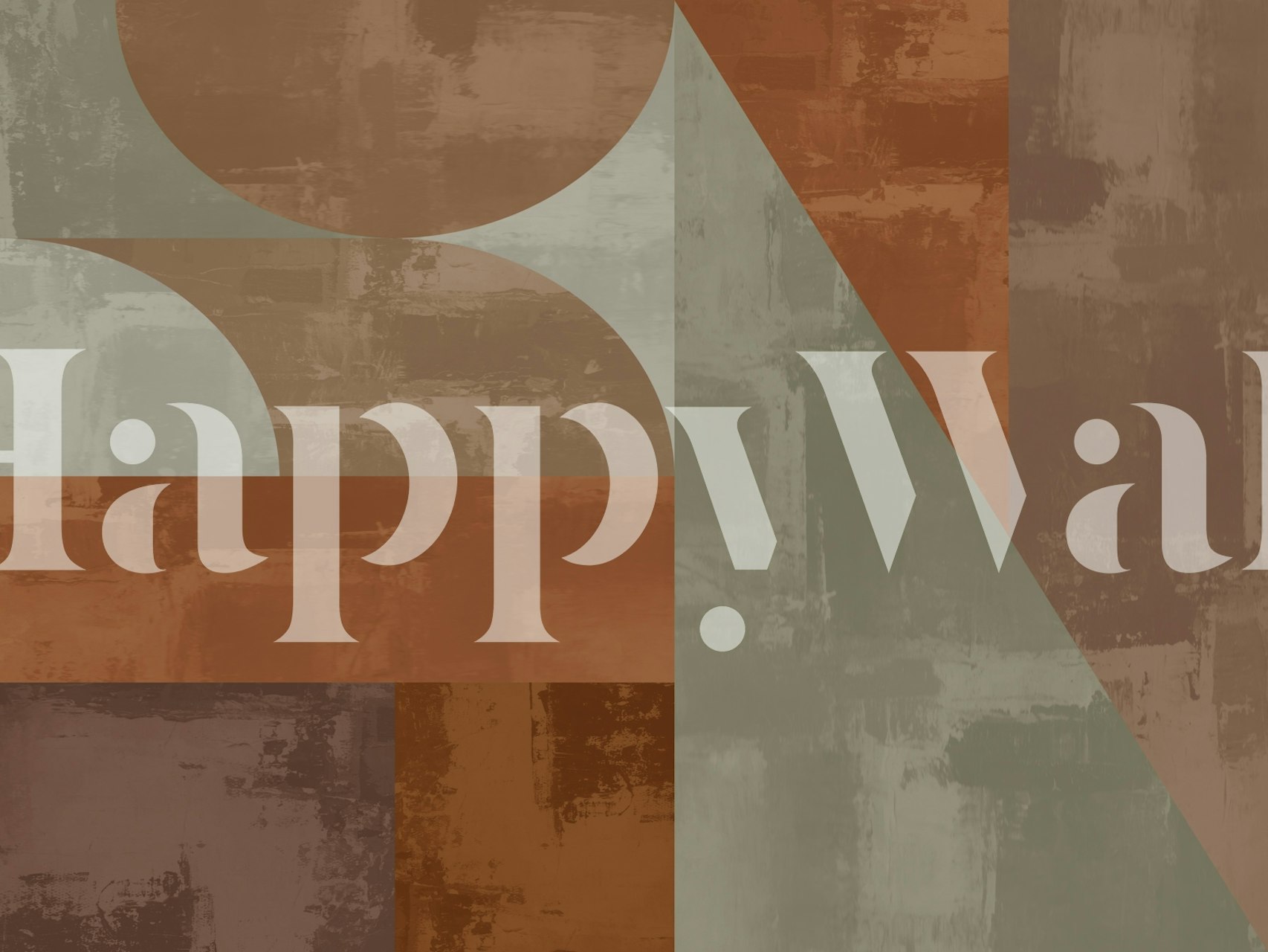 Geometric patterns in rust, olive, gray, and cream wallpaper