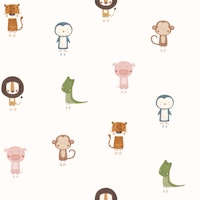 Adorable Animal Parade medium scale wallpaper