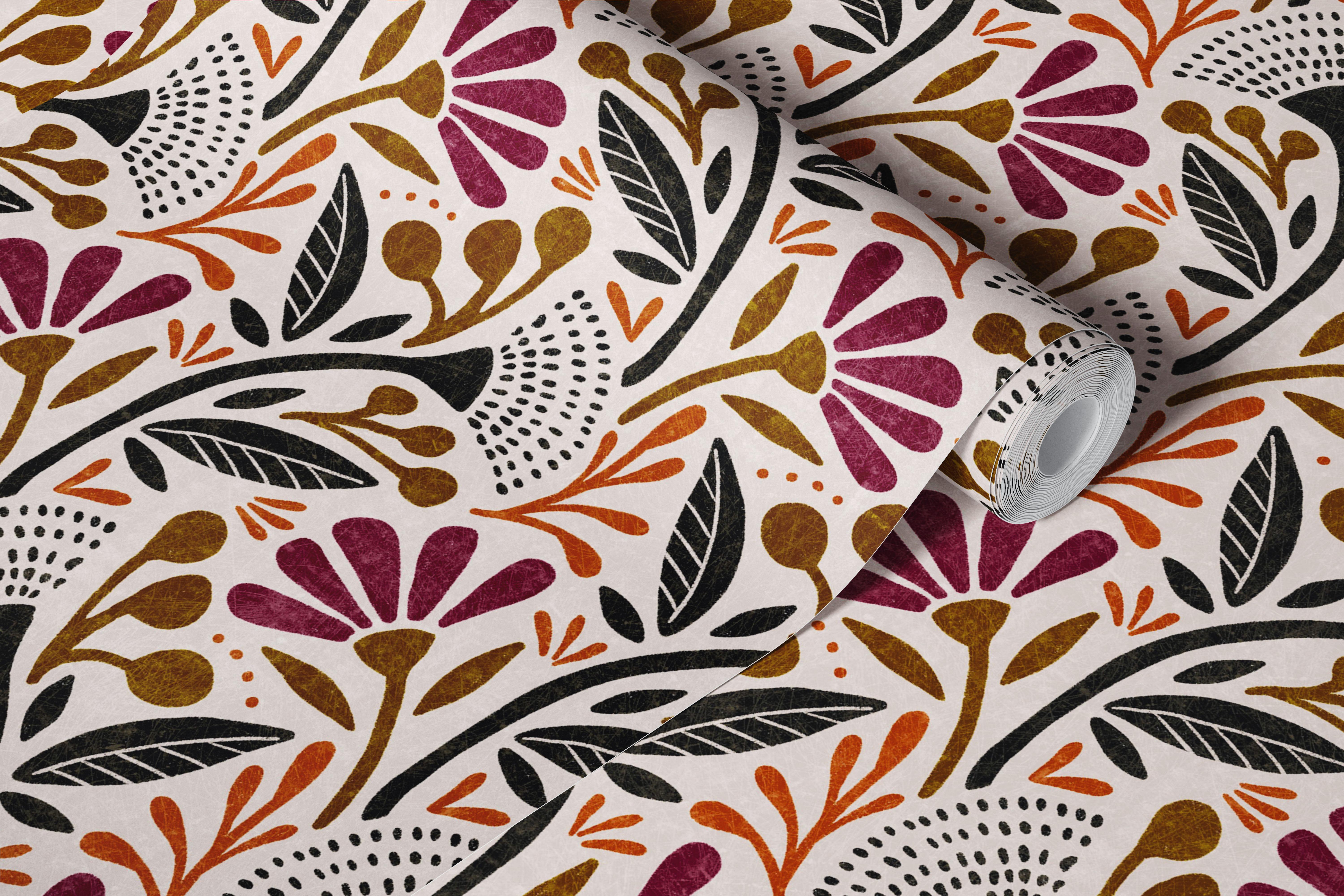 Henri beige floral wallpaper in a room