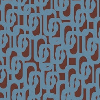 Midcentury Modern Abstract Loops Brown Blue ταπετσαρία