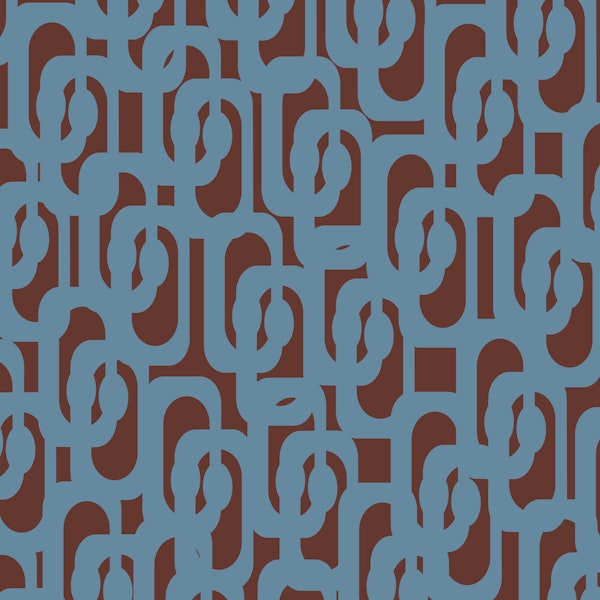 Midcentury Modern Abstract Loops Brown Blue
