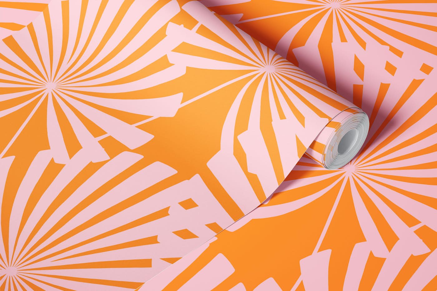 Colorful Palm Leaves - Pink and Orange 1 wallpaper roll