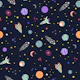 Kids Outer Space Rockets in Night Sky