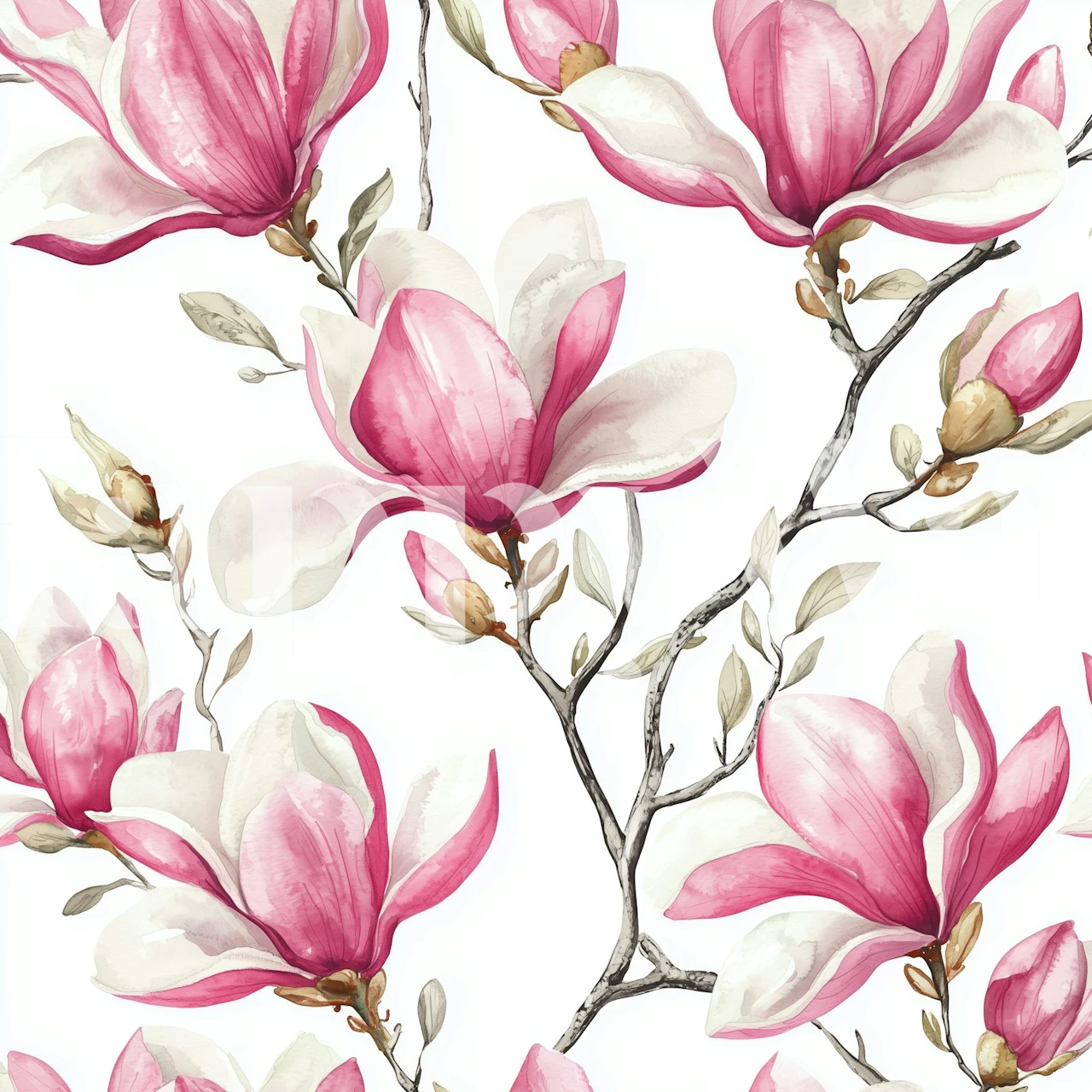 Pink Magnolia Blossoms tapet i et rum