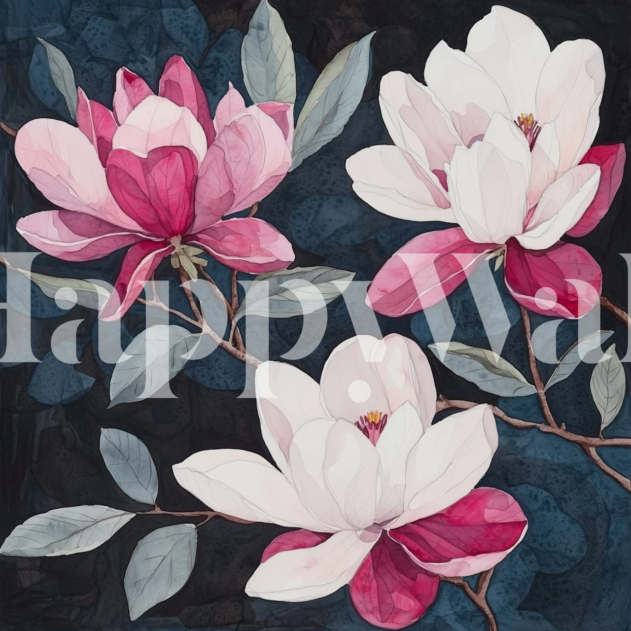 Magnolia Dreams in Bloom wallpaper in a room