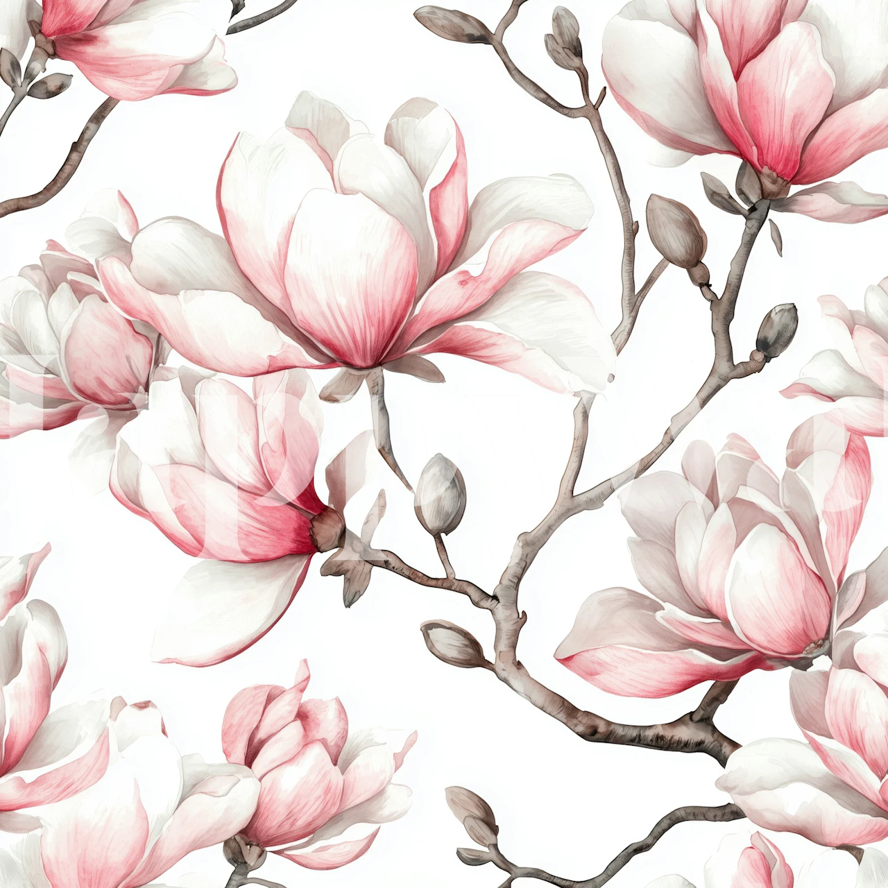 Charming Magnolia Blooms wallpaper in a room