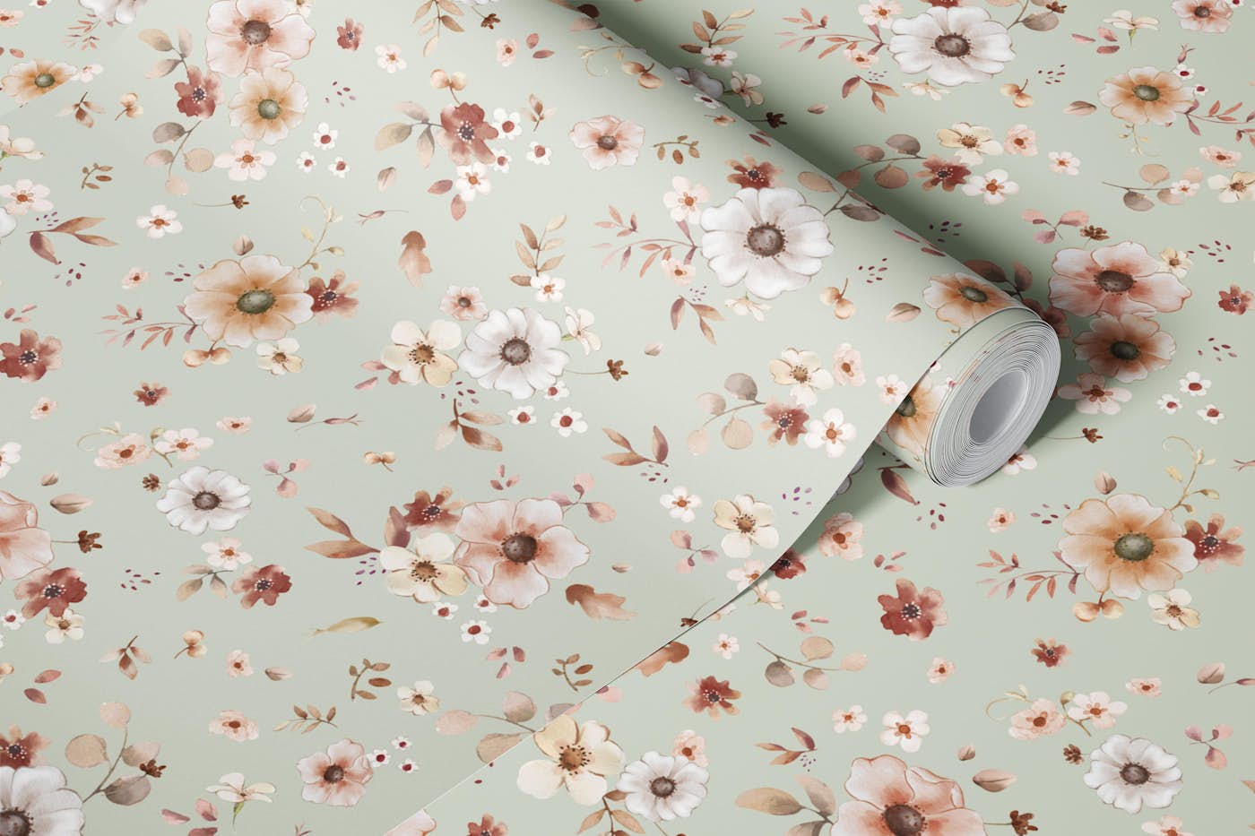 Timeless Floral Beauty In Moss wallpaper roll