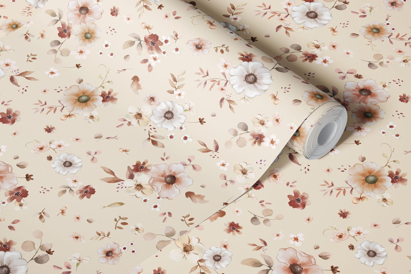 Timeless Floral Beauty In Sand wallpaper roll