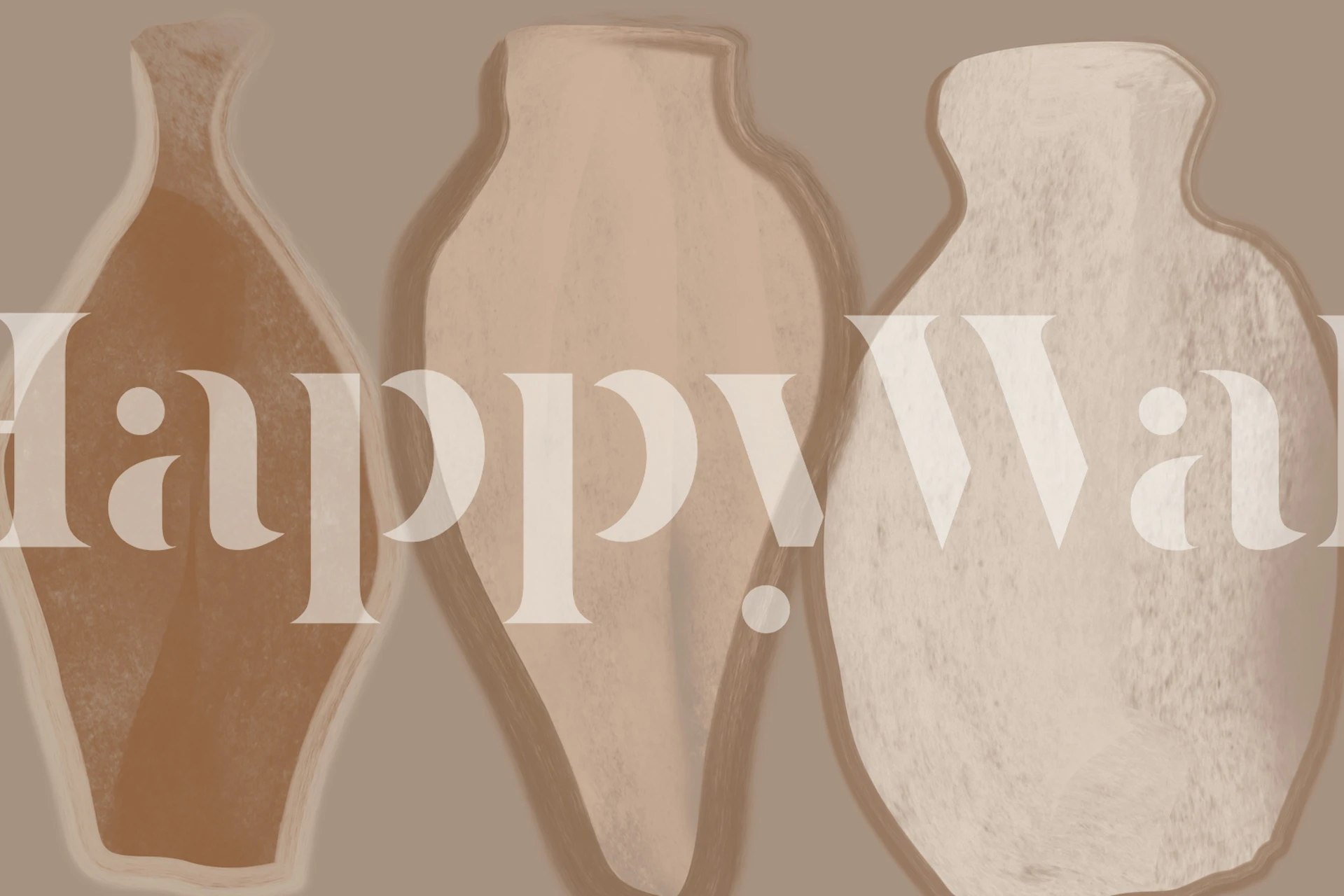 Elegant earthy vases wallpaper in a room