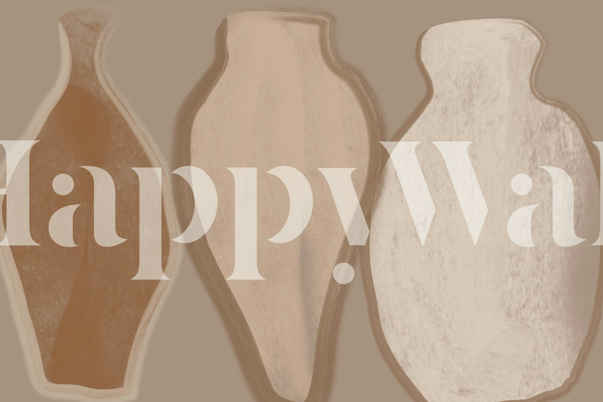 Elegant earthy vases wallpaper in a room