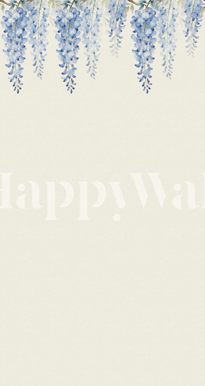 Wisteria Blooms Blue behang in een kamer