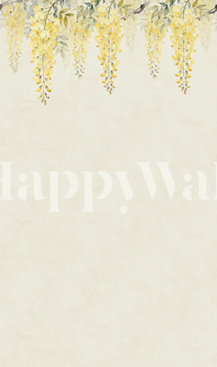 Wisteria Blooms Yellow wallpaper in a room