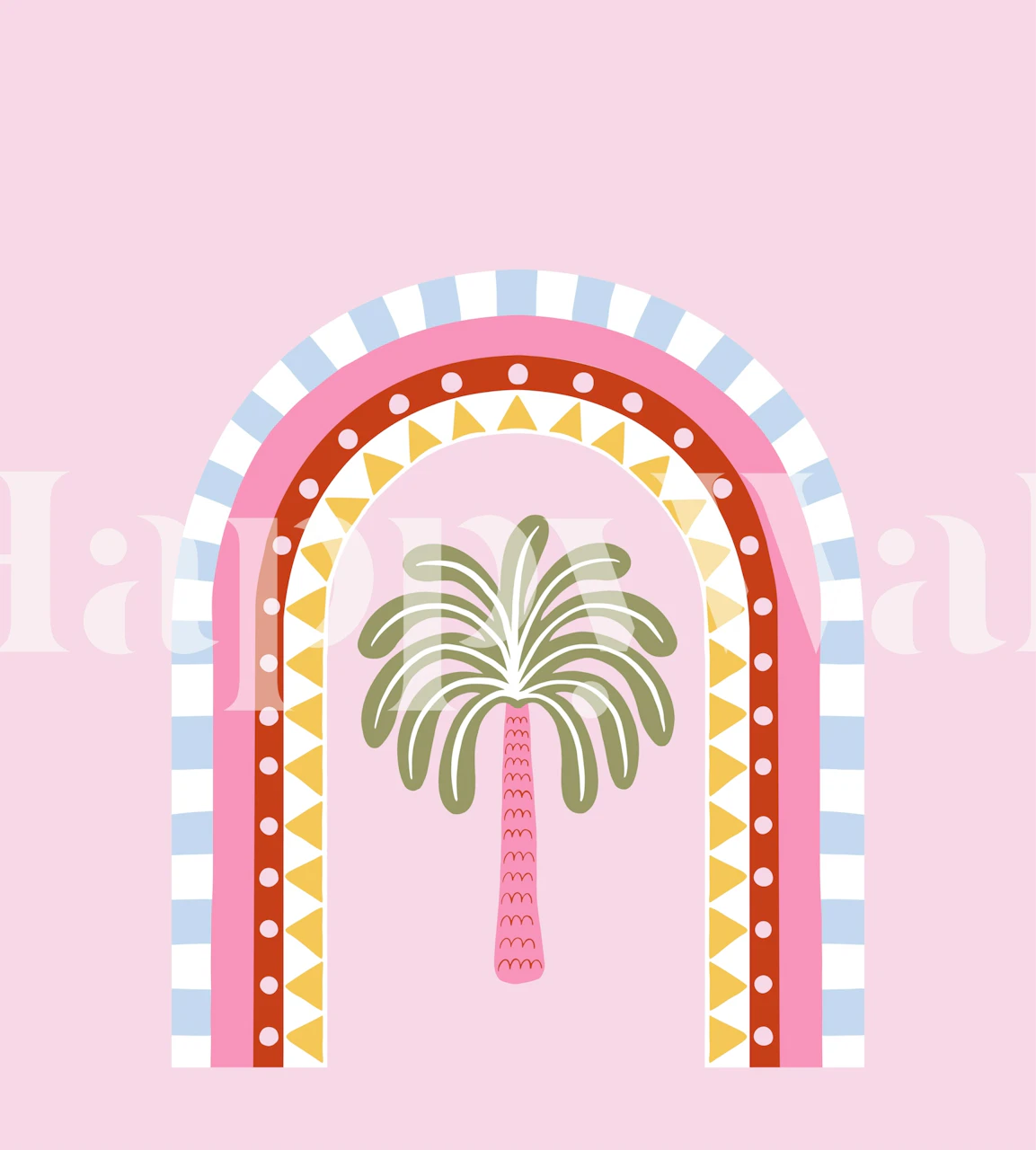 Tropical Palm Arch behang in een kamer