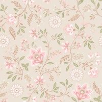 Indian Floral Chintz Soft in Magnolia White papel pintado