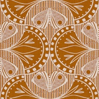 Art Nouveau Butterfly Floral in Burnt Orange wallpaper