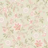 Indian Floral Chintz Botanical in pastel Sage papel pintado