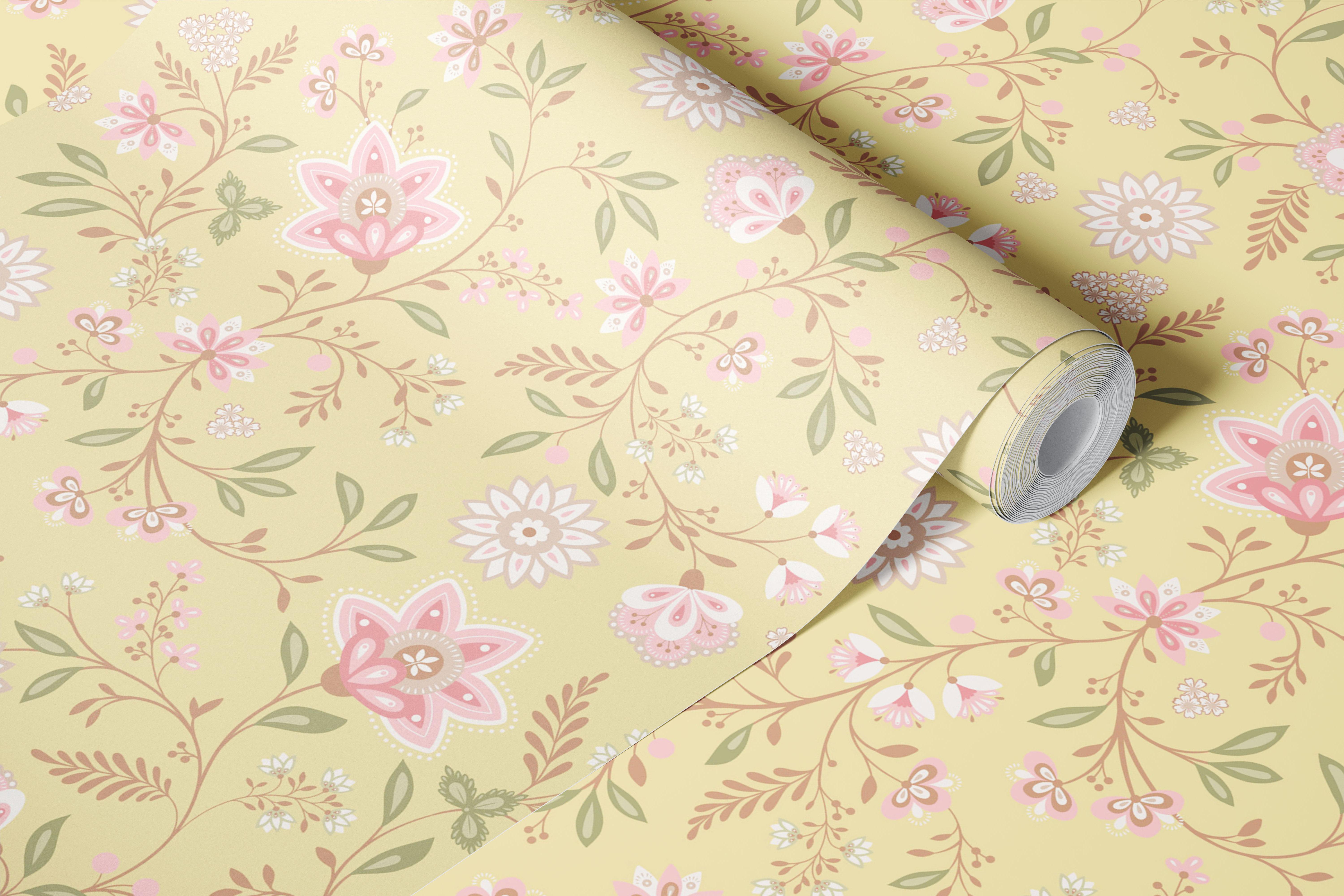 Indian Floral Chintz wallpaper w pokoju