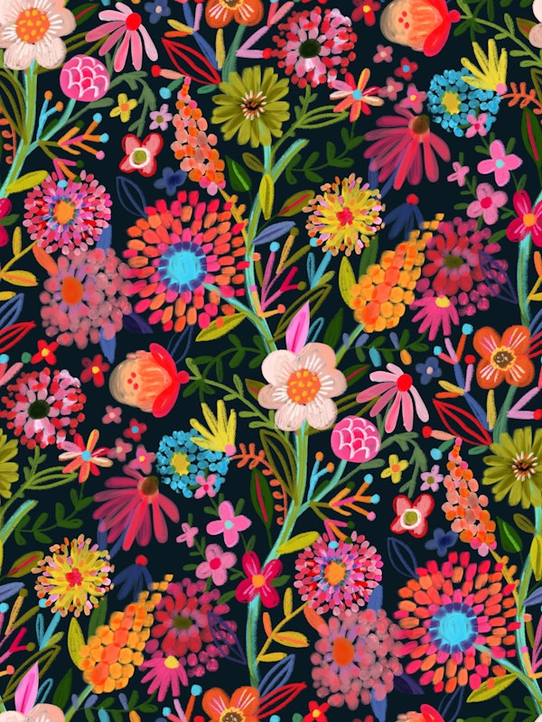 Floral vines on dark