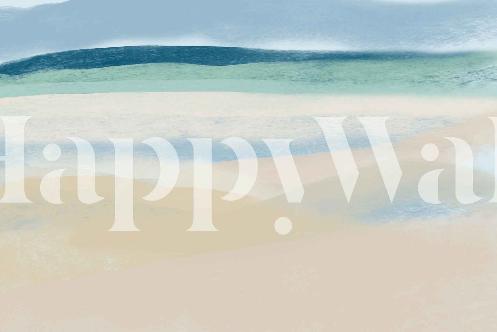 Sandy beige and blue coastal landscape wallpaper