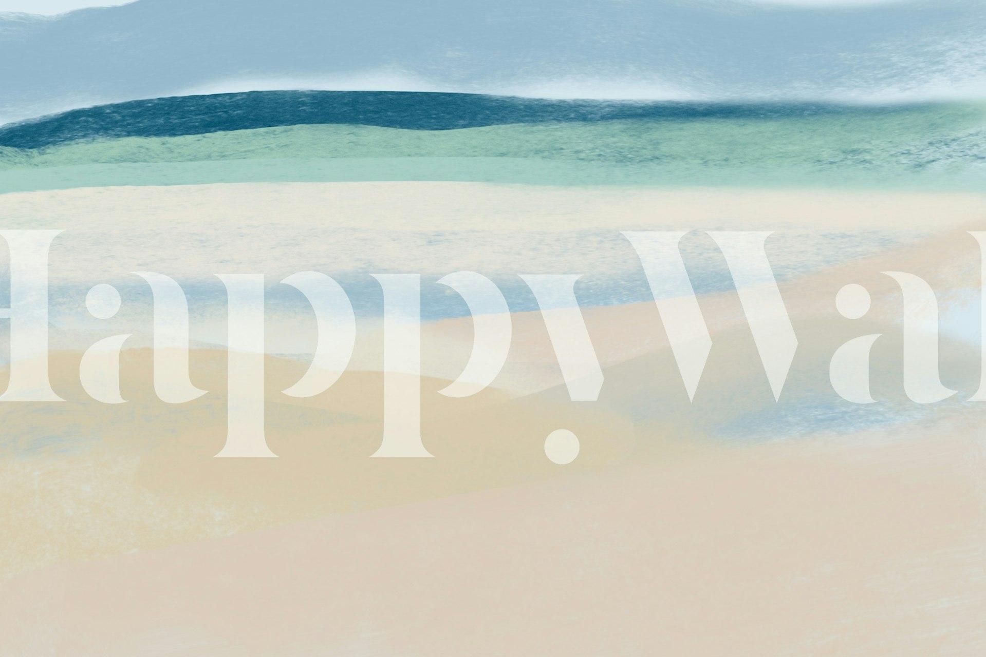 Sandy beige and blue coastal landscape wallpaper