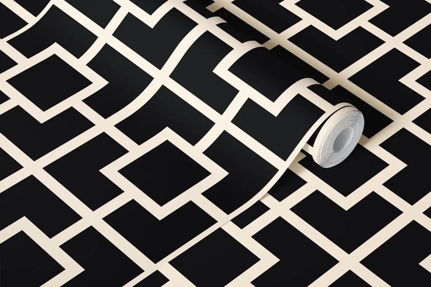 Breeze Block Wallpaper Black Cream | HappyWall