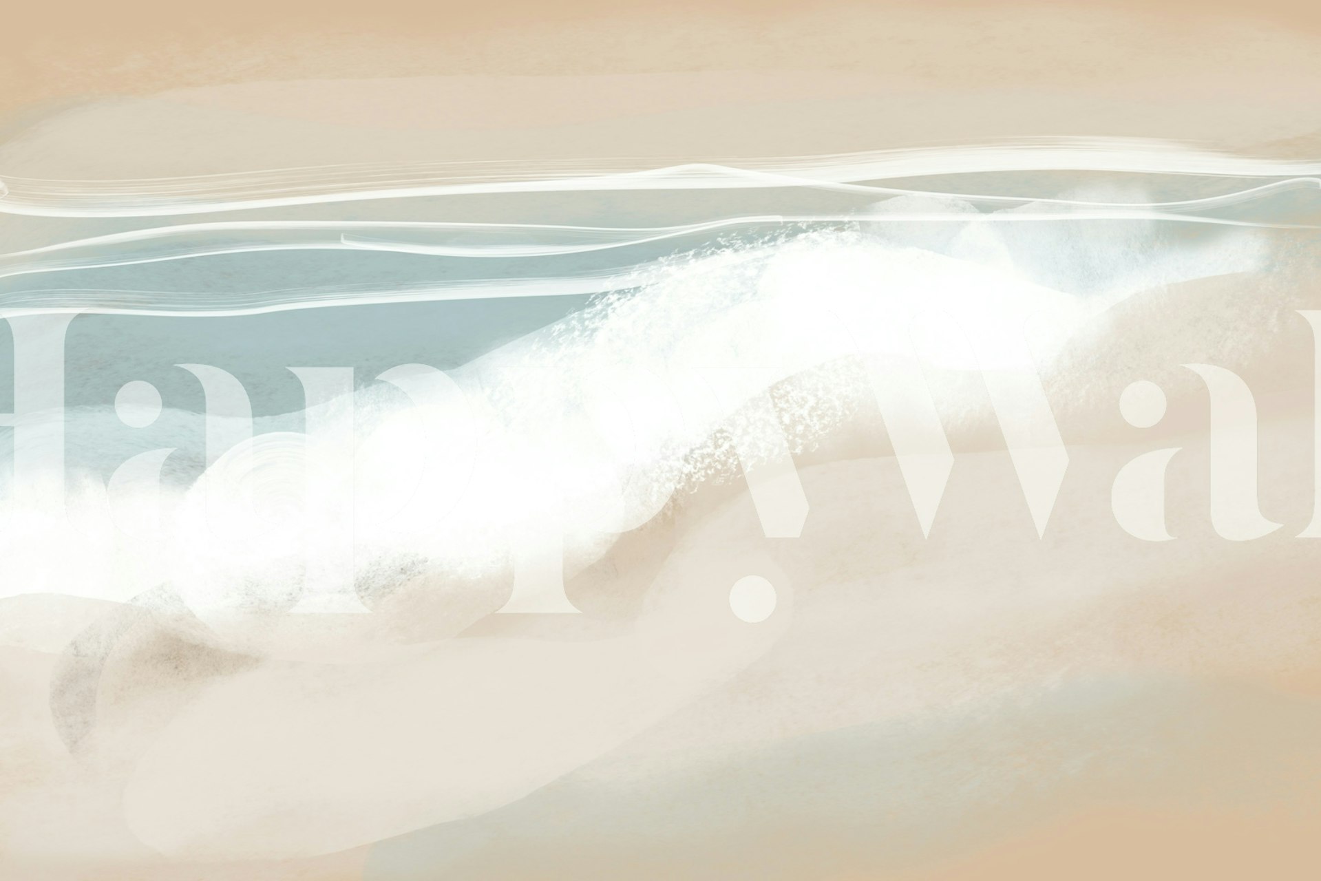 Abstract shoreline design with soft beige and blue tones wallpaper