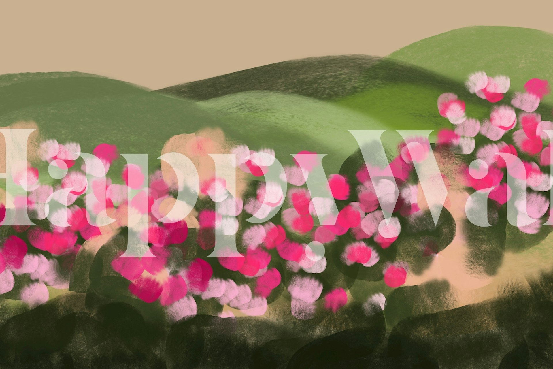 Flowering Hillside wallpaper in a room