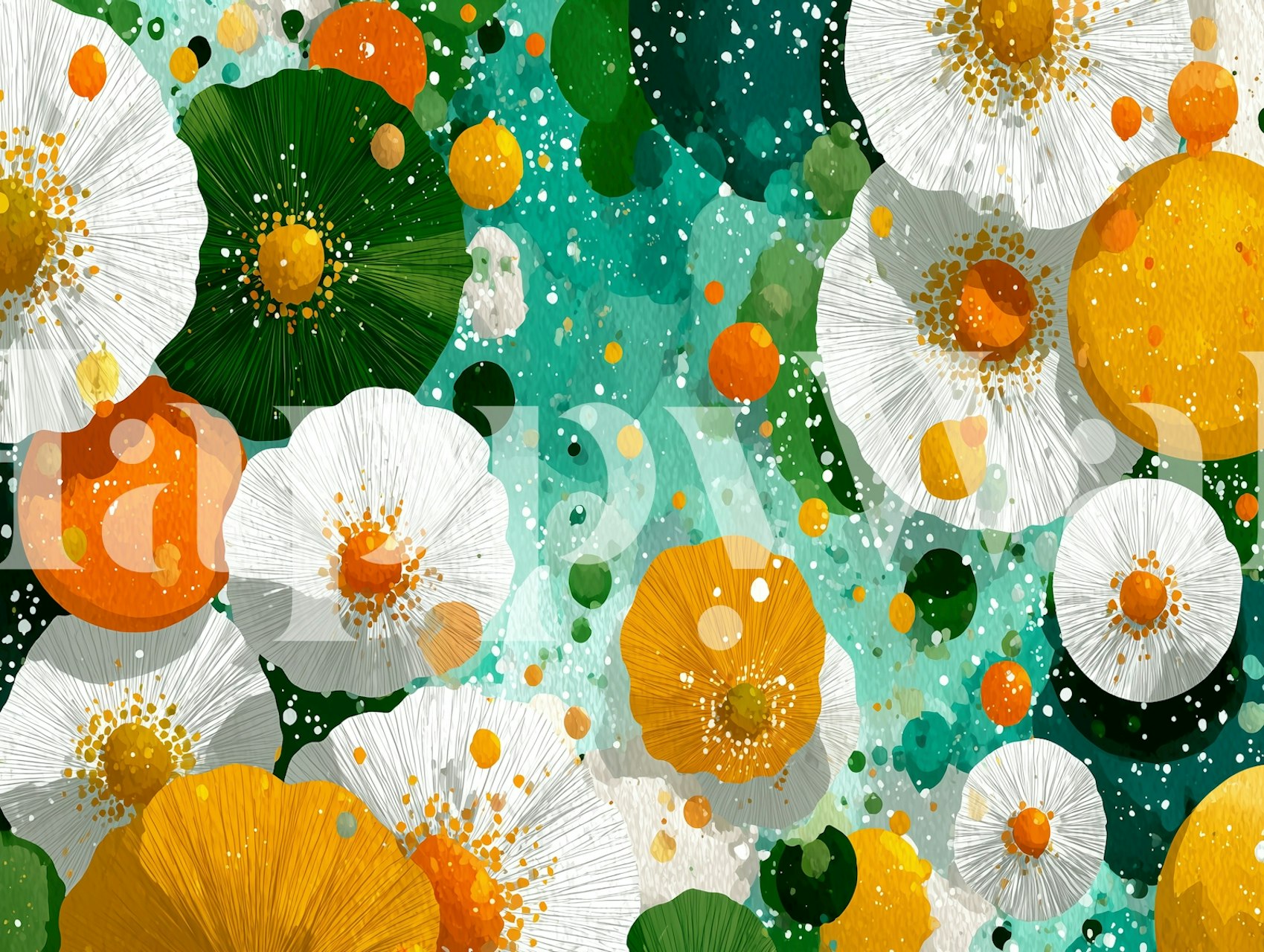 Blossoming Color Splash wallpaper in a room