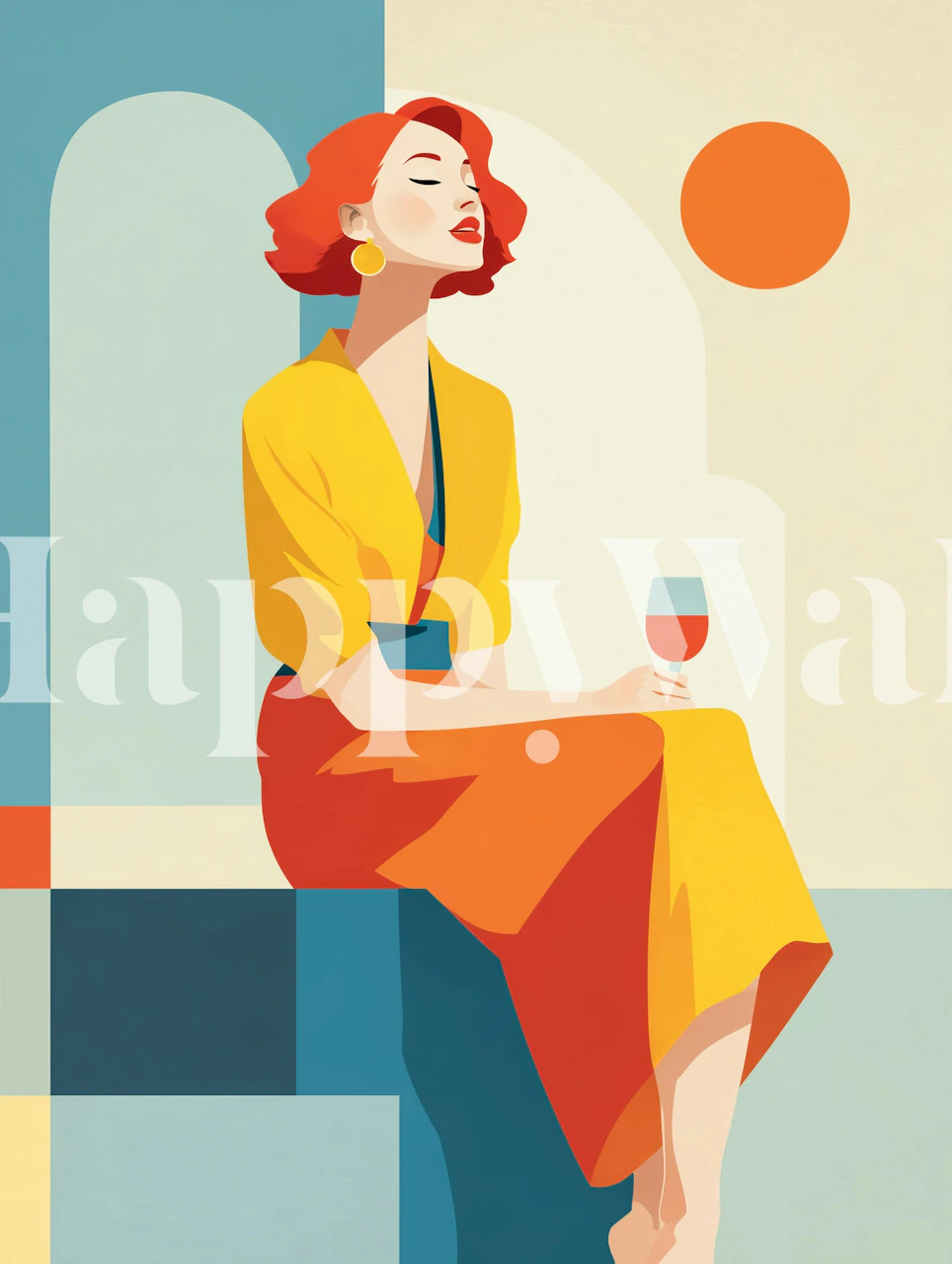 Chic Art Deco Moment Tapete in einem Raum