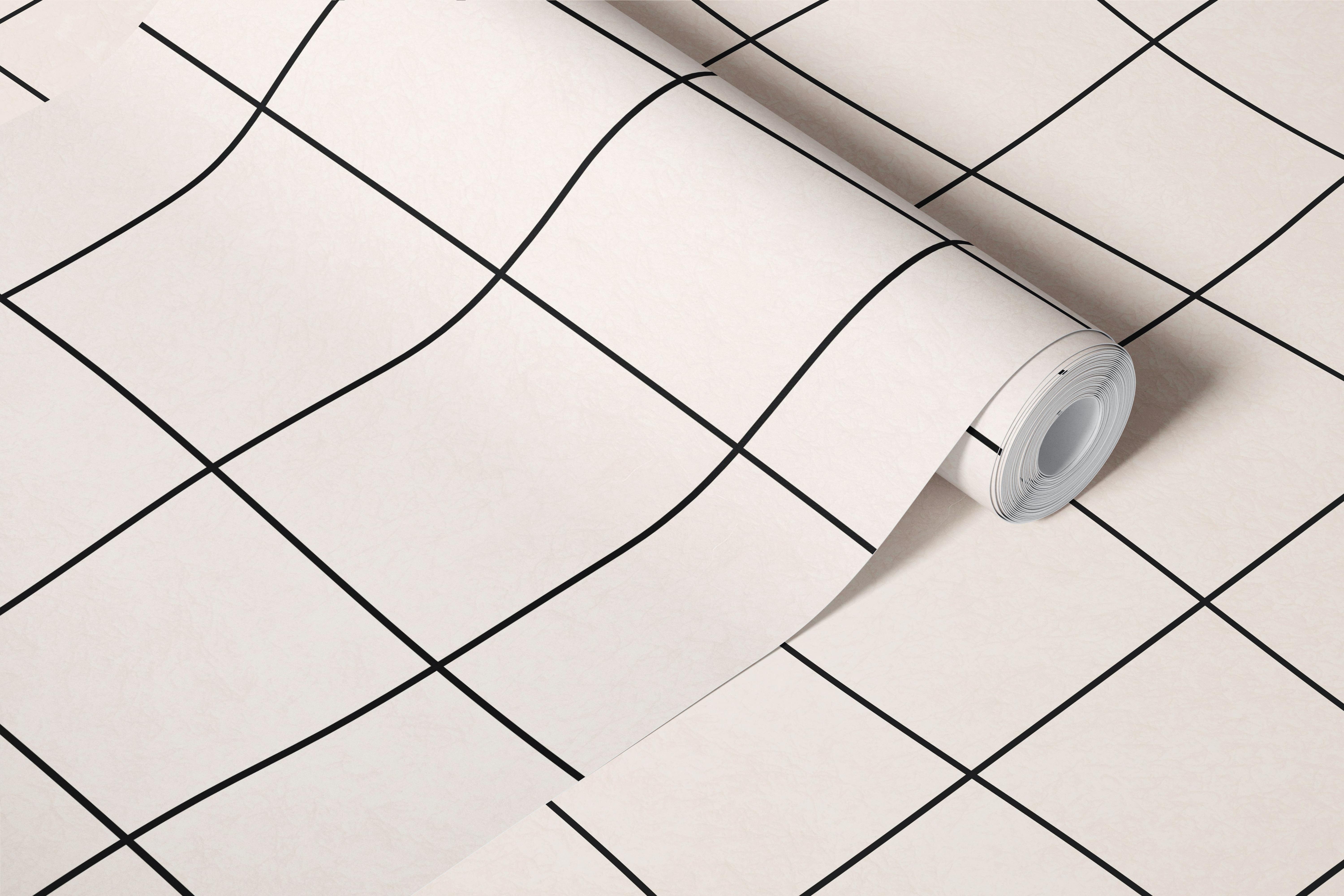 Beige wavy grid pattern on light background wallpaper